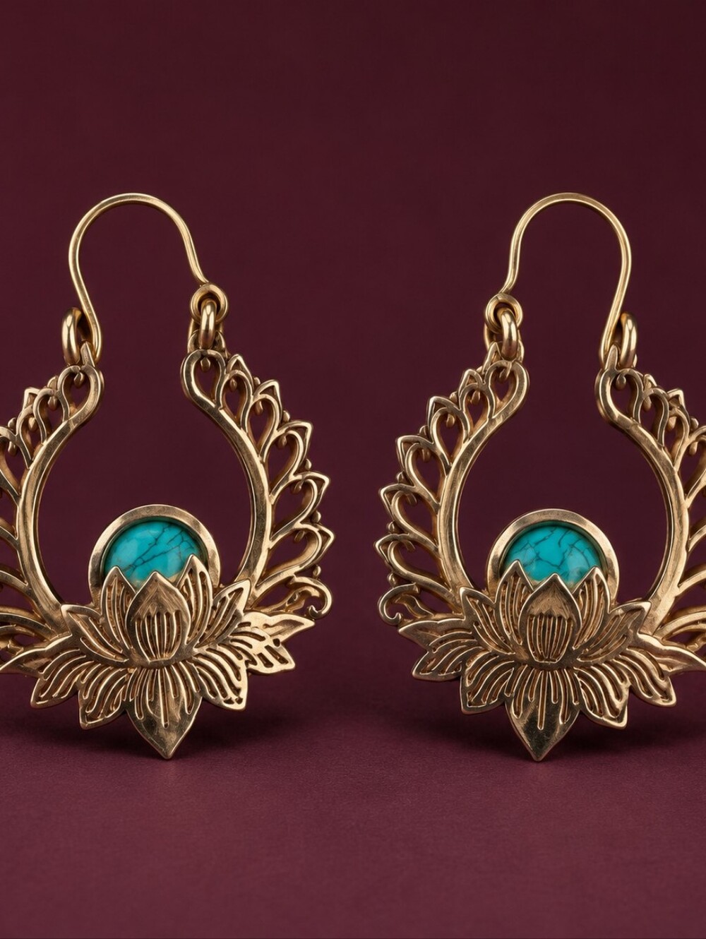 ANTHROPOLOGIE LOTUS 🪷 BLOSSOM TURQUOISE EARRINGS 2
